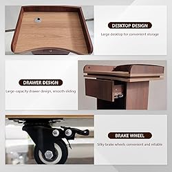 Podium, Wooden Podium, Hostess Stand with Wheels, 2