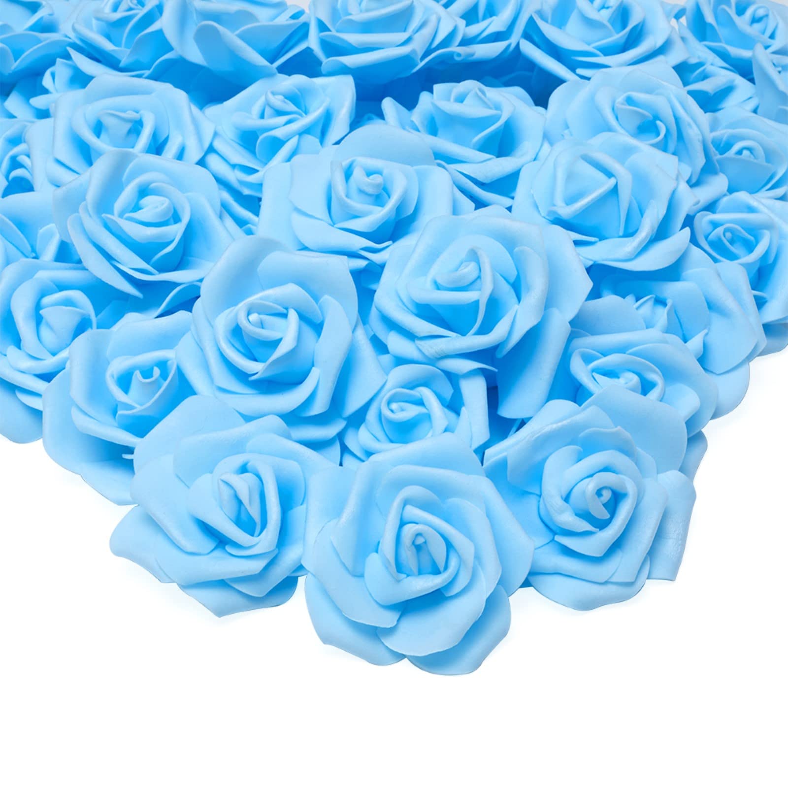 Warmiehomy Artificial Flower Foam Rose, 50 Pcs Real Touch Artificial Roses for DIY Bouquets Wedding, Party, Garden, Office, Home Decor, Light Blue
