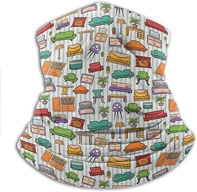 Bufanda facial con varios elementos interiores para el hogar, sillón