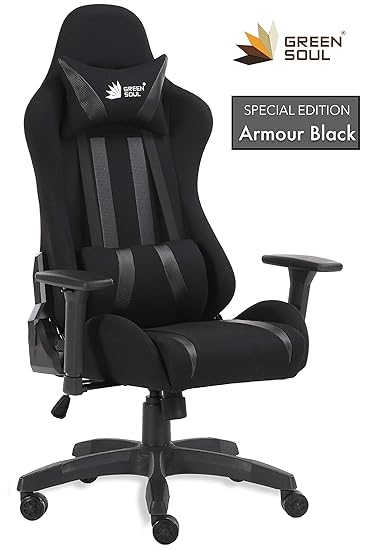 GreenSoul Beast Series Gaming/Ergonomic Chair (Model: GS-600) (Color: Armour Black) (Size - Medium) (180? Back Recline) (+3 Colors Available)