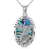 URONE Saint Necklace 925 Sterling Silver St Michael Archangel/St Christopher/St Jude Pendant Religious Protect Jewelry Gift for Women Men