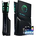 Faceplate for PS5 Slim Disc Edition with RGB Light Strip and Dust Filter with Cooling Vents DOBEWINGDELOU 400+ Effects LED Light Ring Console Face Plate Cover DIY Decoration Kit Accessories Black