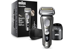 Braun Electric Razor for Men, Series 9 Pro 9465cc Wet & Dry Electric Foil Shaver with ProLift Beard Trimmer, Cleaning & Charging SmartCare Center, Head Shavers for Bald Men, Noble Metal