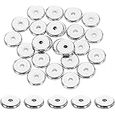 uxcell 25 Pcs Stainless Steel Spacer Beads, 10mm Flat Round Beads Metal Heishi Bead Long-Lasting Rondelle Disc Spacers for Bracelet Necklace Jewelry Making, Silver