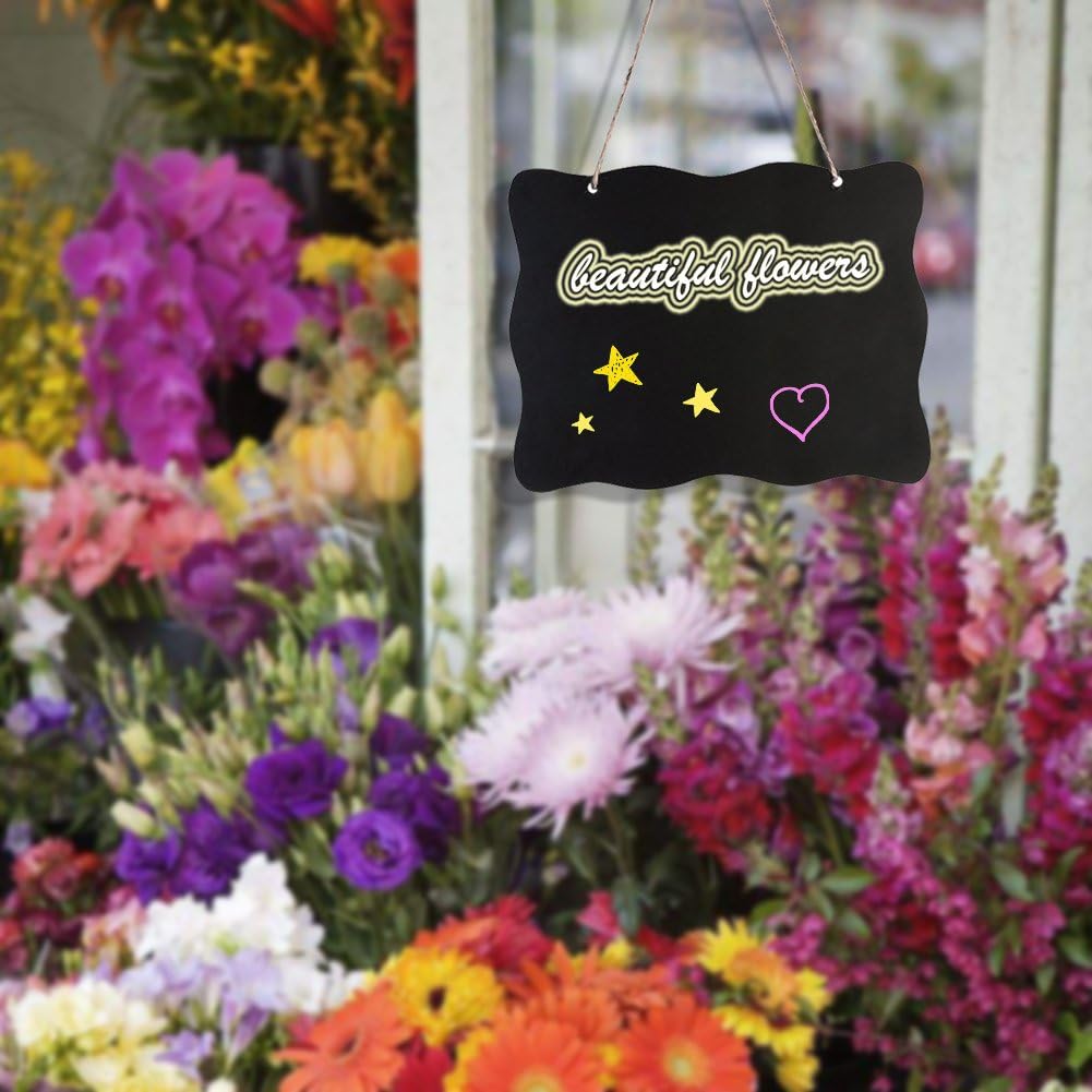 AUSTOR Chalkboard Sign 8x10 Inch Double Sided Erasable Message Board with Hanging Strings, 2 Shapes x 2, 4 Pack : Office Products