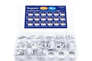 Hengzemei 570pcs Aluminum Crush Washer kit for Oil Drain Plug Gasket Metric Sealing Flat Washers Assortment Set 18 Sizes M6 M