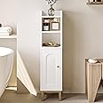 Hzuaneri Bathroom Storage Cabinet, Small Corner Floor Cabinet with Door and Shelves, Narrow Toilet Paper Cabinet, Bathroom Organizer with Adjustable Shelf, for Small Spaces, White BC08203X