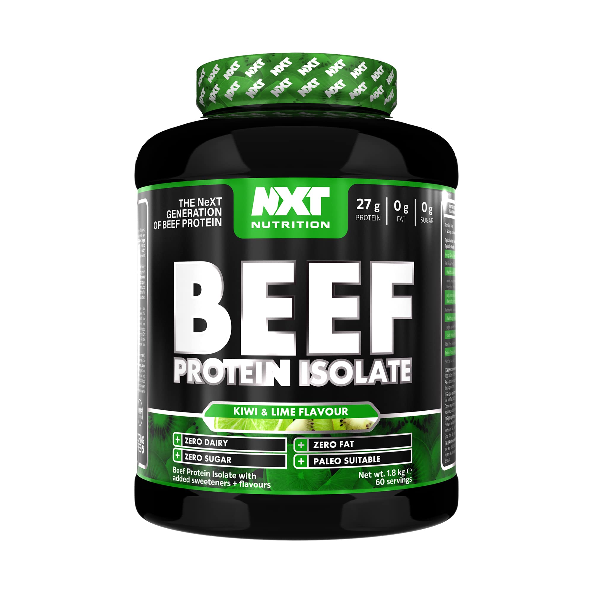 NXT Nutrition Beef Protein Isolate Powder - Protein Powder High in Natural Amino Acids - Paleo, Keto Friendly - Dairy and Gluten Free | 1.8kg | Kiwi & Lime