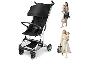 OUTLITT Travel Stroller for Airplane Ultra Compact Umbrella Stroller One-Handed Folding Design Overhead Friendly Lightweight Aluminum Alloy Frame