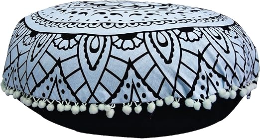 Amazon Com Round Cushion Cover Ottoman Bohemian Mandala Floor