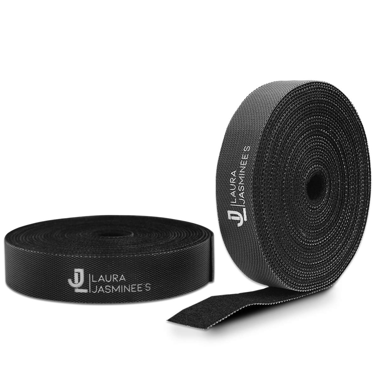 LJ Hook and Loop Fastening Tape, Self-Adhesive, Sticky Back Roll, Flexible Reusable Black Velcro, Cable Tidy Management Organizer for Home/Office Wires- 5M
