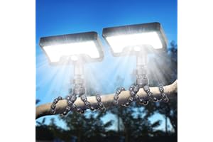 LUHLEE Solar Motion Lights Outdoor, 600LM RV Outdoor Lights with Flexible Tripod,USB & Solar Dual Charging, Motion Sensor RV Exterior Llight for Camper, Motorhome, Trailer, Camping Tent (2 Pack)