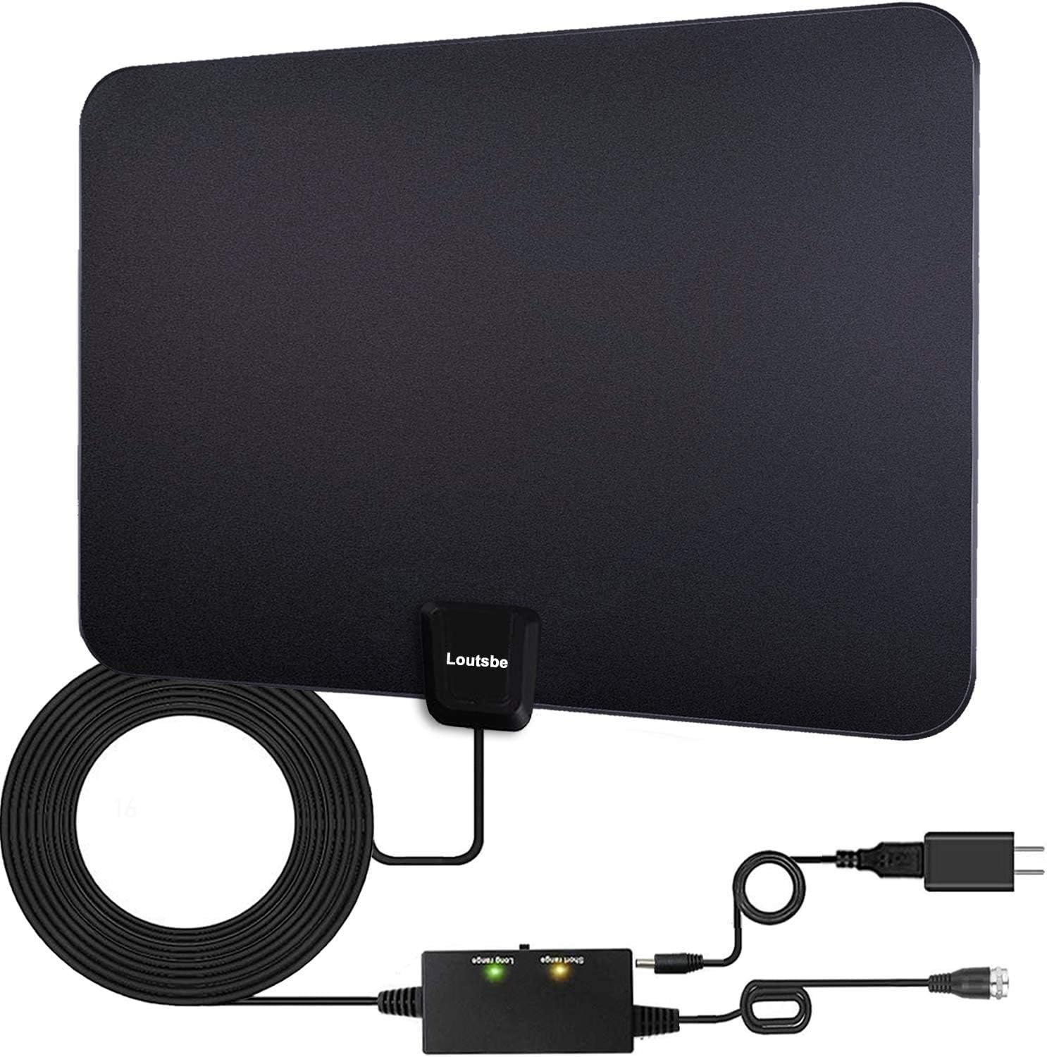 2020 Newest HDTV Antenna, HD Indoor Digital TV Antenna 130 Miles Range with Amplifier Signal Booster 4K HD VHF UHF for Life Local Channels Support All Television -16.5ft Coax Cable