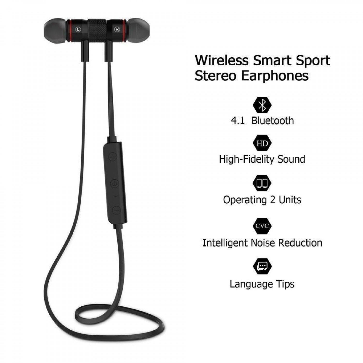 New Xt-6 Metal Bluetooth Earphone Sports Magnetic Wireless in-Ear Earbuds Handsfree with Mic