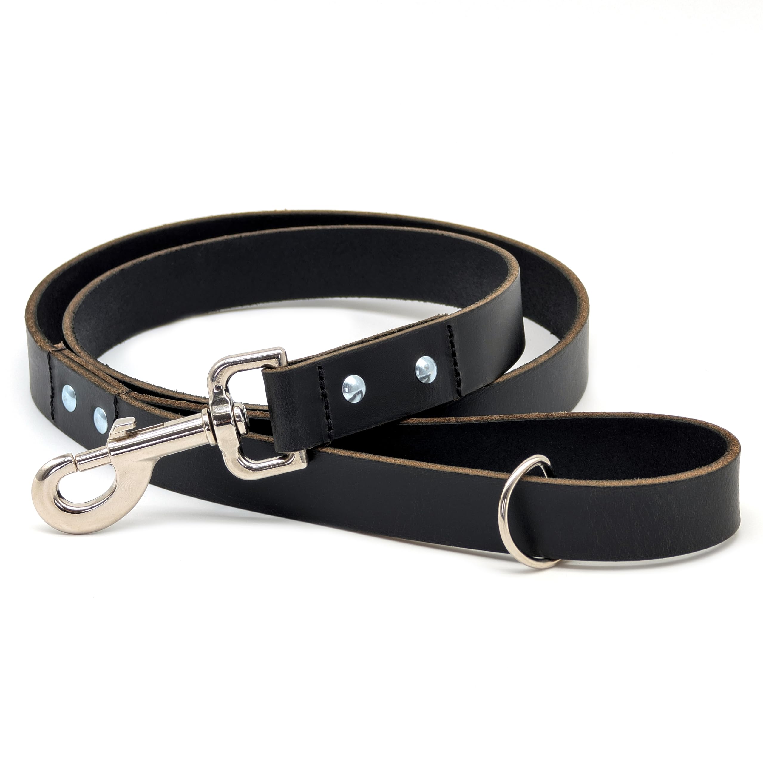 Ashford Ridge Full Grain Leather Dog Lead, Made in England - Black Small (1m)