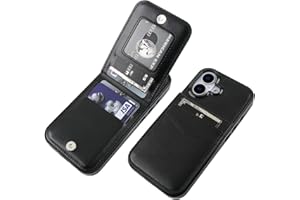 KIHUWEY Compatible with iPhone 17 Case Wallet with Credit Card Holder, Flip Premium Leather Magnetic Clasp Kickstand Heavy Duty Protective Cover for iPhone 17 6.3 Inch (Black)