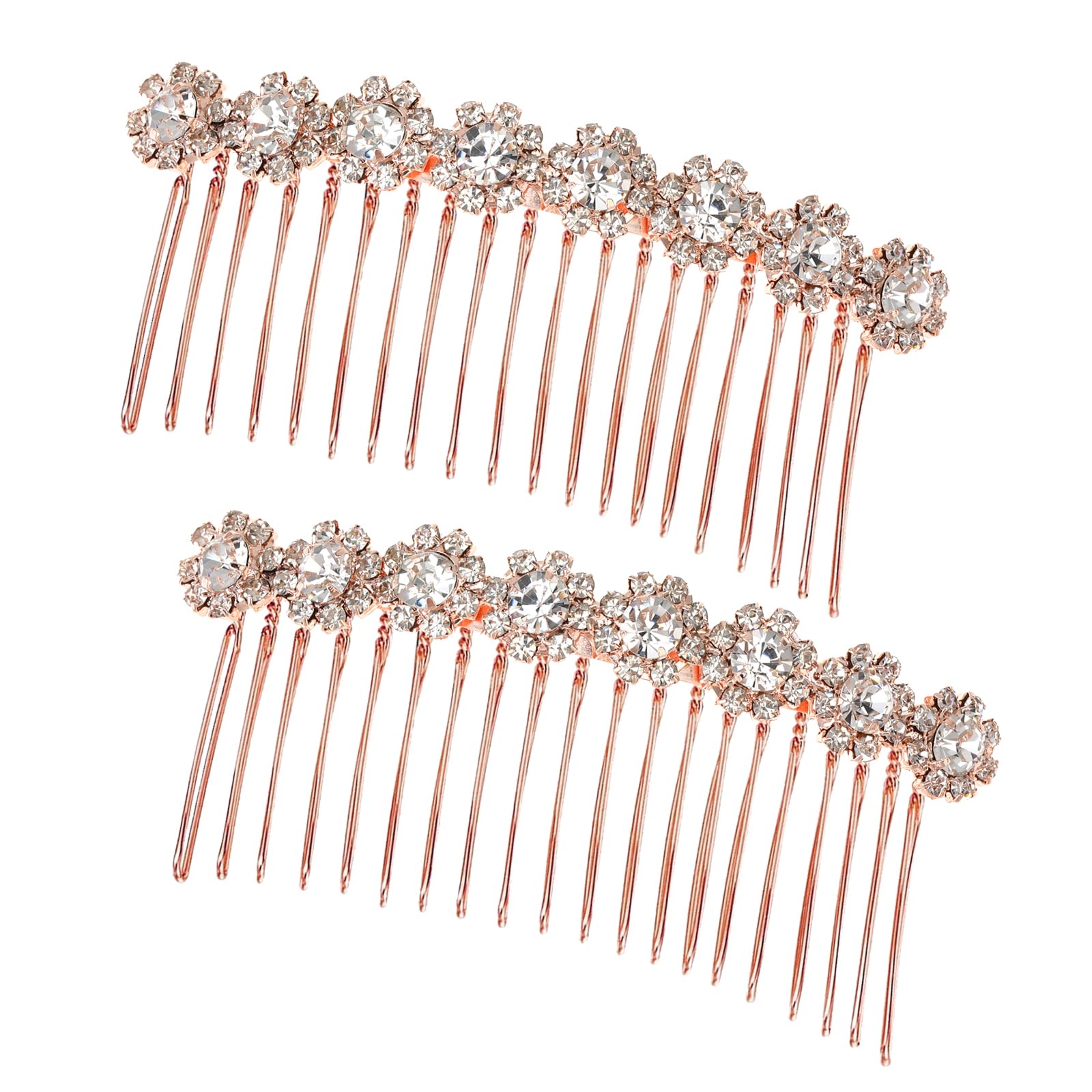 Photo 1 of 2 Pieces Rhinestone Hair Side Comb 20 Teeth Decorative Hair Combs Side Rhinestone Crystal Bridal Wedding Comb Bridal Jewelry Hair Clips Combs Hair Accessories for Women and Girls