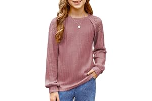 blibean Tween Girls Fall Shirts Long Sleeve Lace Tops Size 6-15 Years