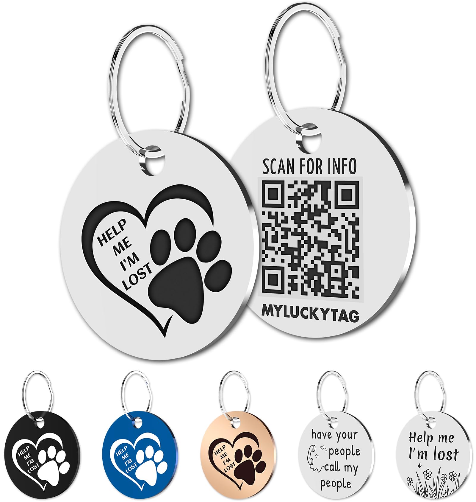 Photo 1 of MYLUCKYTAG QR Code Stainless Steel Dog ID Tag, Digital Pet Profile, Location Alert Email, Engraved Dog Collar Tag
