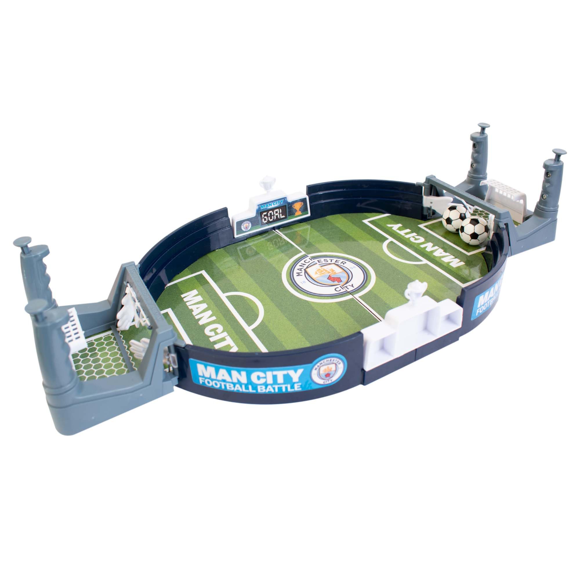 Hy-Pro Officially Licensed Manchester City F.C. Mini Tabletop Football Game,Man City, 2 Balls, Portable, Interactive, Mini Football Table, Perfect Football Gift, for Kids Adults and Family Fun