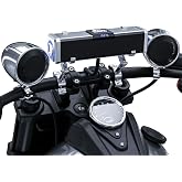 GoHawk Bluetooth Motorcycle Speakers Waterproof 4-Speaker Motorcycle Radio | Aluminum Sound Bar, 4 Inch External Speakers, LED light, FM Radio/USB, Motorcycle Audio System for Highway Riding