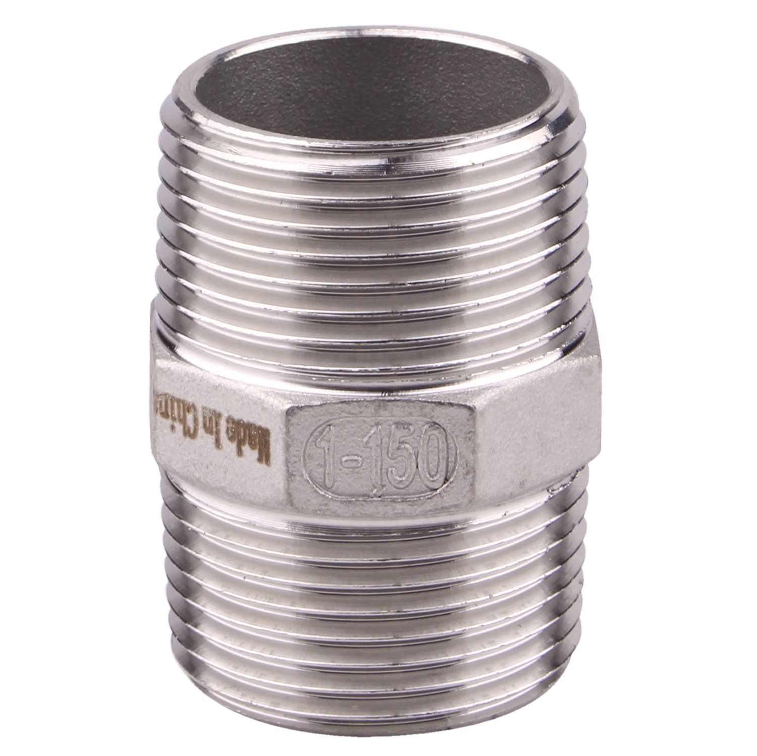 304 Stainless Steel 1/4" NPT Male Hex Nipple - 2 Pack, Male To Male Pipe Connector