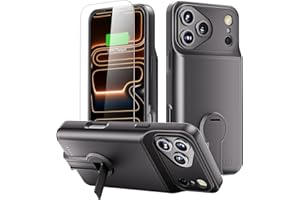 GIN FOXI for iPhone 17 Pro Max Battery Case with Stand, Charging Case Charger 8500mAh Ultra-Slim Lightweight Powerful Battery Pack 15W Fast Rechargeable Anti-Fall TPU Juice Box (6.9") Black