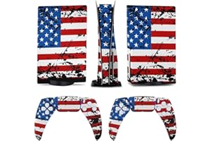 AoHanan Grunge Old USA Flag 5 Skin Controller Accessories Cover Skins Anime Vinyl Cover Sticker Full Set for 5 Disc Edition