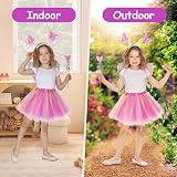 AUYAO 4Pcs Kids Butterfly Wings Costume Set Fancy Dress Up Wings Cape view 7
