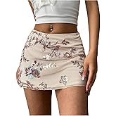 MakeMeChic Women's Sequin Skirt Summer Floral Mesh Glitter Sparkly Mini Skirt