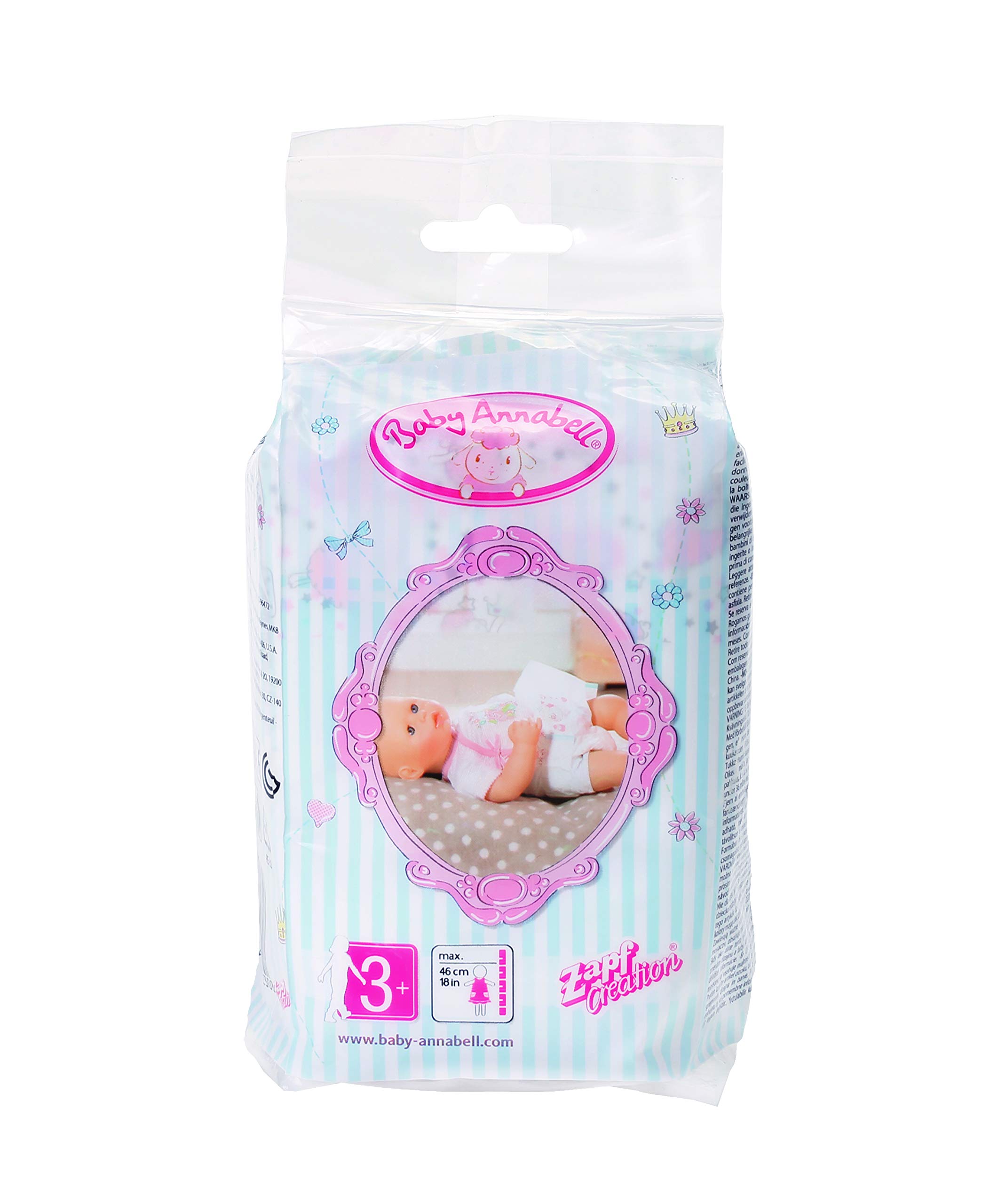 Baby Annabell, BAY03 Pack of 5 Nappies for 43 cm Dolls to Change Baby, Toy for Children from 3 Years