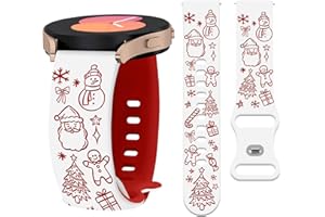 Watbro 20mm Christmas Engraved Band Compatible with Samsung Galaxy Watch 7 6 5 4 FE 40 44mm Band for Women Men,Cute Snowman E