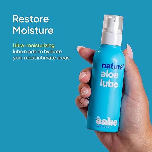 HELLO CAKE NATURAL LUBE – ALOE-BASED ORGANIC PERSONAL LUBRICANT – HYDRATING, HYPOALLERGENIC, PH-BALANCED, NON-STICKY, CONDOM COMPATIBLE, FOR MEN, WOMEN, & COUPLES, 3.3 FL OZ