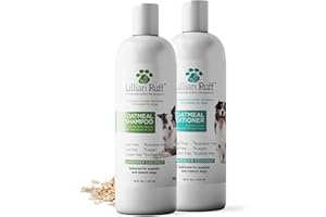 Lillian Ruff PRO Formula Deodorizing Oatmeal Dog Shampoo & Conditioner Set - Calm Itching & Allergies, Ultra-Nourishing Dry Skin Relief - Oatmeal, Aloe, Coconut Oil, Lavender & Provitamin B5, USA Made