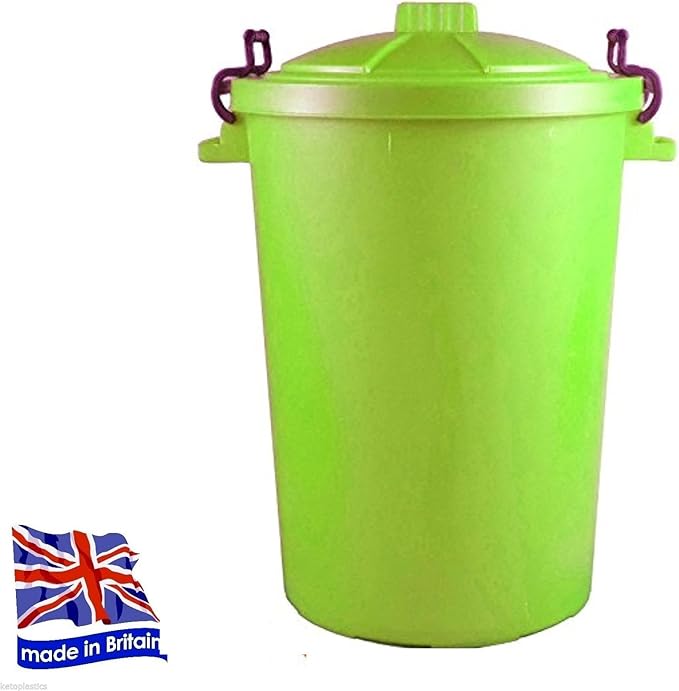 LIME GREEN OUTDOOR PLASTIC WASTE BIN, TRASH CAN, RUBBISH, HEAVY DUTY