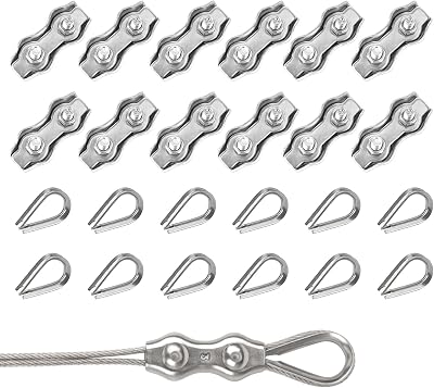Rybtd 24PCS M3 Wire Rope Clamp Duplex 304 Stainless Thimbles 2mm Cable Fastener
