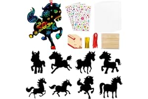 ERTIUANIO 48 PCS 2026 Chinese New Year Crafts Lunar New Year Horses Crafts Decorations Rainbow Scratch Cards Set Colorful Horses Gifts Hanging Chinese Spring Festival Favors