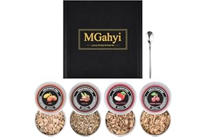 MGAHYI Wood Chips for Cocktail Smoker 4 Pack of Cherry, Apple, Pecan and Oak Wood Chips - Cocktail Smoker Chips for Old Fashioned Cocktails, Whiskey(4 Flavor Pack)