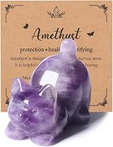 JSDDE Amethyst Crystal Cat Figurine Cute Gemstone Ornament 4x3.3x2.5cm view 1