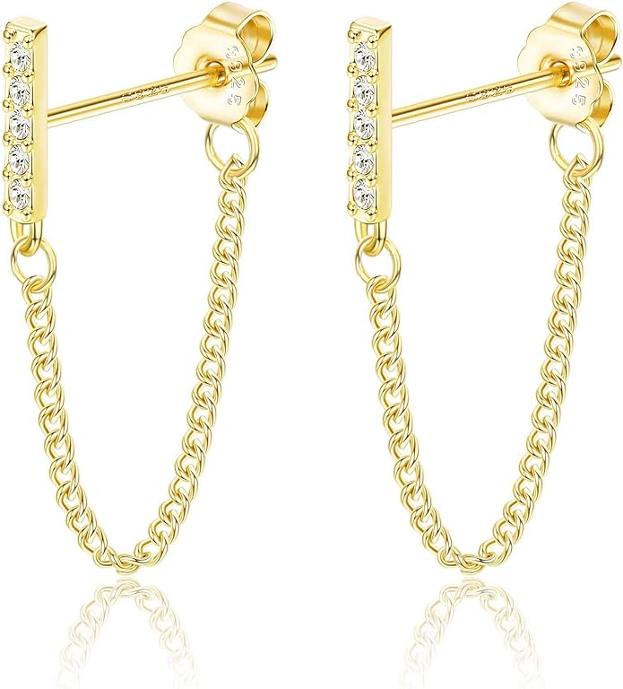 Fiasaso Chain Earrings 925 Sterling Silver Dangle Earrings for Women