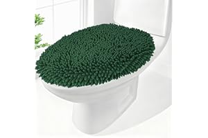 Baahrnom Chenille Elongated Toilet Seat Cover 19.5"x 15" Machine Washable Solid Toilet Lid Cover Adjustable Rubber Backing Fits Only 18-19.5" L x 14-16" W Elongated Toilet Seat