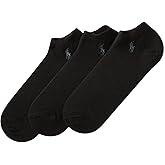 Polo Ralph Lauren Men's Classic Sport Big Pony Low Cut Socks-3 Pair Pack-Soft, Black, Men's Shoe Size 6.5-12