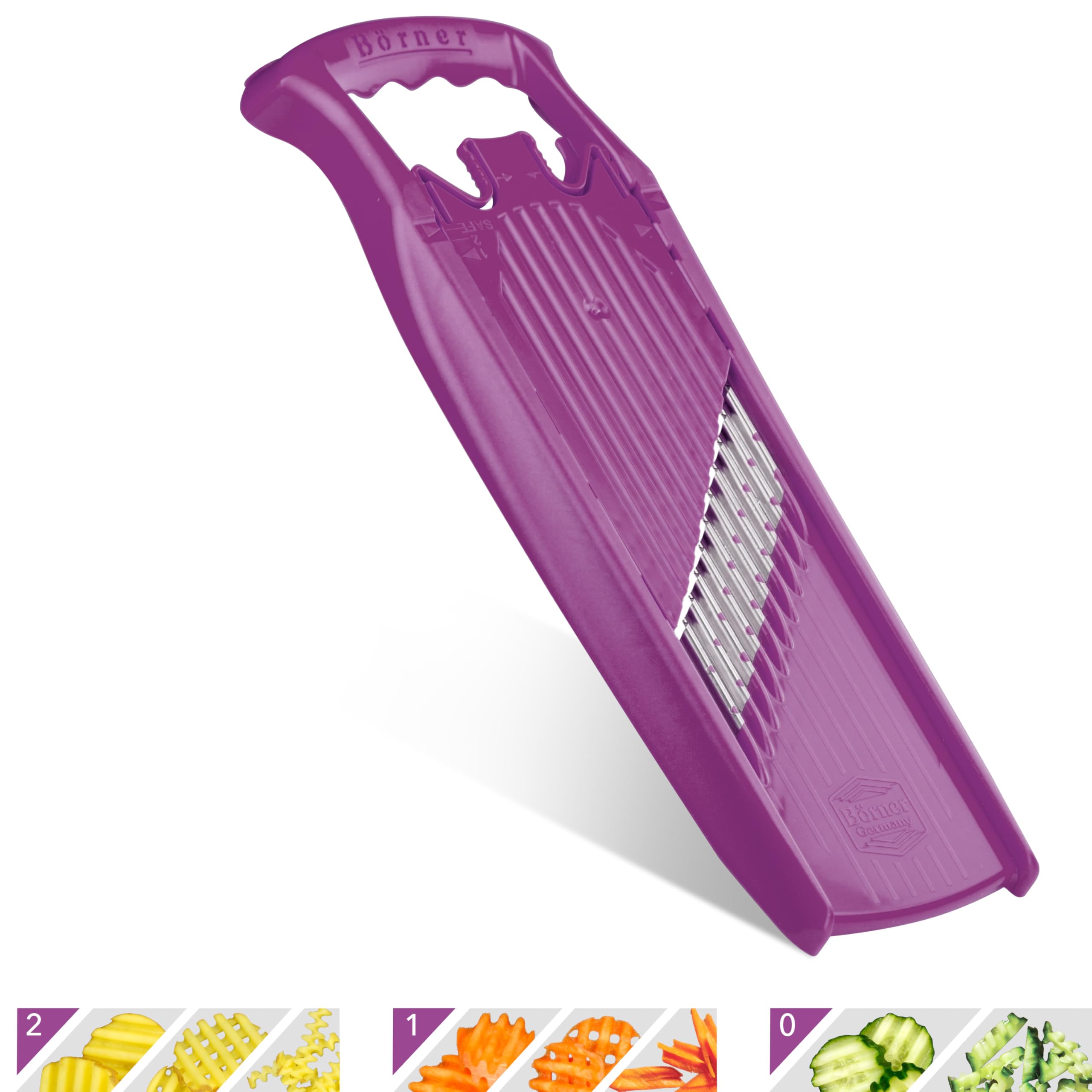 Börner Wave-Waffle Powerline Crinkle Cut Vegetable Slicer (Purple) • Slicer for Wave & Waffle Cut • Wavy Vegetable Cutter • Slicer for Lattice Potatoes & Chips • Wavy Potato Slicer