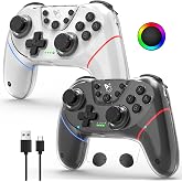 AceGamer 2 Pack Stinto Pro Wireless Controller for Nintendo Switch 2/Switch/Lite/OLED/PC/Steam, Hall Effect Joysticks &amp; Triggers, RGB Grip, Dual Vibration/Wake-Up/Turbo/Macros/4-Way D-Pad
