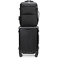 feilario 2 Piece Set 20in Aluminium Frame Hardside Spinner Wheel Luggage, Built-In TSA lock Carry on Suitcase with Cup Holder & Phone Holder