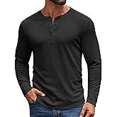 COOFANDY Mens Henley Shirts Long Sleeve Casual Pullover Shirt Fashion Button T-Shirt