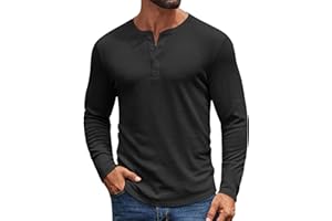 COOFANDY Mens Henley Shirts Long Sleeve Casual Pullover Shirt Fashion Button T-Shirt