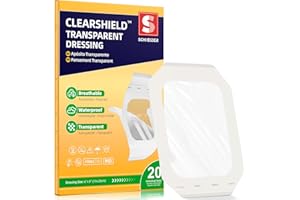 ClearShield Transparent Film Dressing 6" x 8" Pack of 20, Waterproof Bandages Breathable Hypoallergenic, Adhesive Patch for Post Surgical Shower, IV Shield, Tattoo Aftercare
