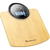 Hybrid 2-in-1 Analog Digital Weighing Scale, Up to 396lbs, Tempered Glass | Extra Large Display with GX Sensors Shows Results Using Pounds and Kilograms, Wood, White Backlight