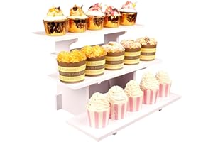 HAOWUJIN Display Risers For Tabletop Use,3 Tier Staight Retail Display Shelves,3 Tier Serving Tray Cupcake Stand Display Riser,Coffee Syrup Spice Rack Farmers Market Display Perfume Organizer For Dresser